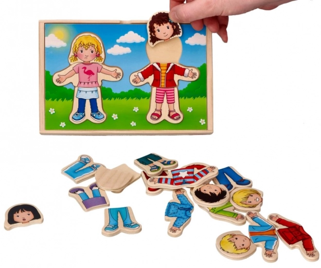 Holzpuzzle Ankleiden Junge und Mädchen