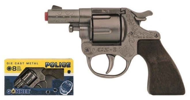 Polizei Revolver aus Metall, Silber, 8 Schuss