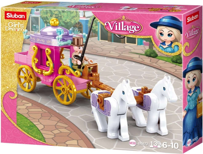 Sluban Girls Dream Village Historischer Kutschenwagen mit Pferden