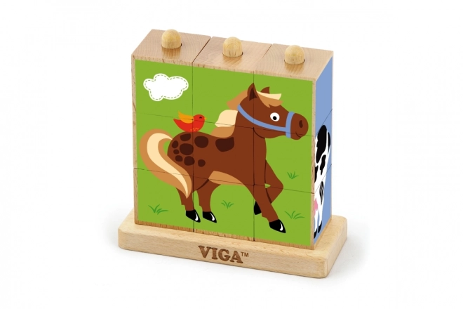 VIGA Steckwürfel Haustiere