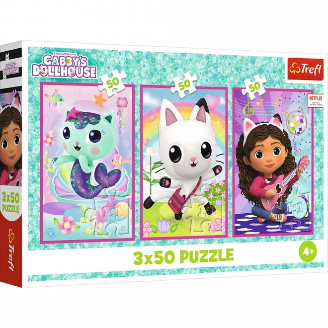 Puzzle 3x50 - Entdecke Gabby und die Katzen aus Gabby's Dollhouse