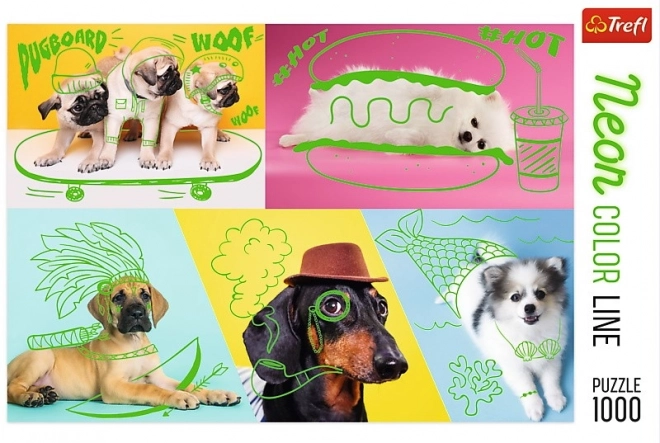 Puzzle Neon Color Line Hund Entspannung 1000 Teile