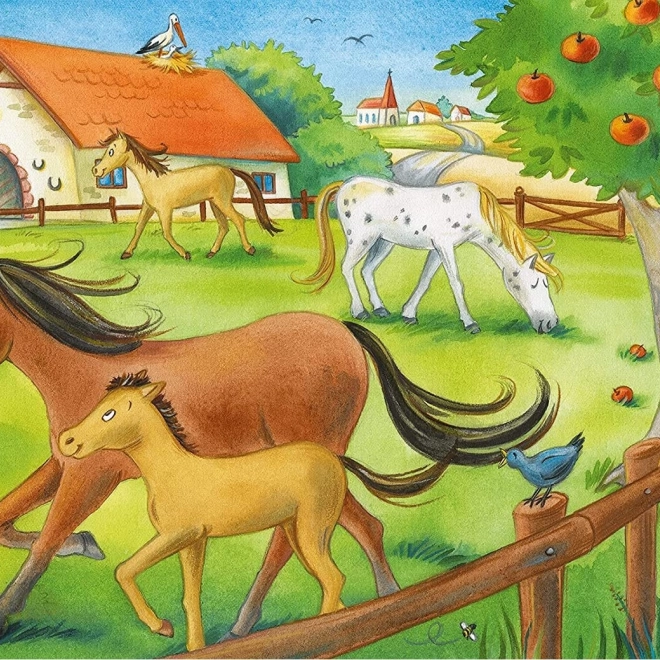 Zwei bunte Bauernhofmotive