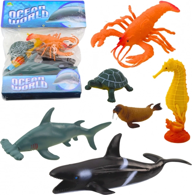 Set aus Kunststofffiguren von Meerestieren 6 Stück