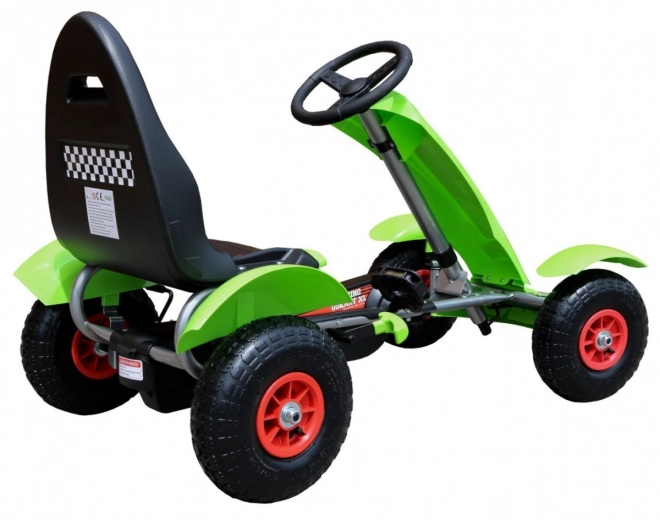 Rennpedal-Gokart XL für Kinder 3+ Grün + Aufblasbare Räder + Verstellbarer Sitz + Leerlauf