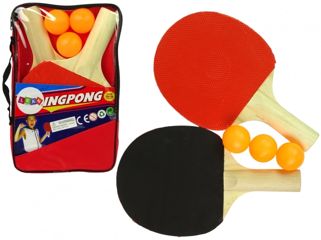 Tischtennis-Set mit Holzschlägern und Bällen