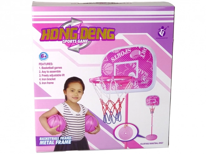 Rosa Basketball-Set für Kinder 170 cm