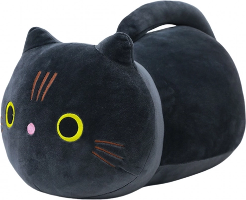 Schwarzer Plüschkater mit langem Schwanz 40cm