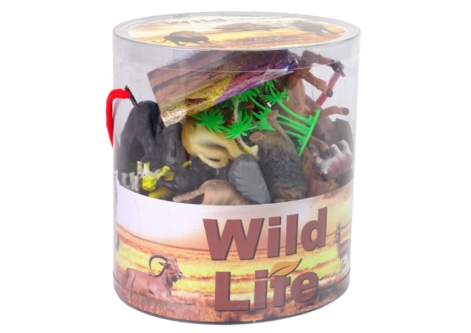 Set aus Wildtiersafari-Figuren + Zubehör