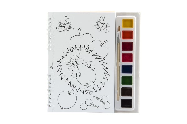 Malbuch Maulwurf mit Wasserfarben und Pinsel