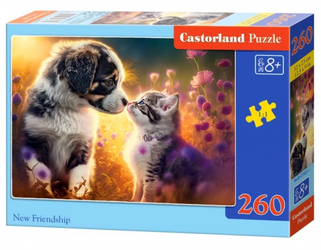 Puzzle 260 Teile Kätzchen und Hündchen - Neue Freundschaft