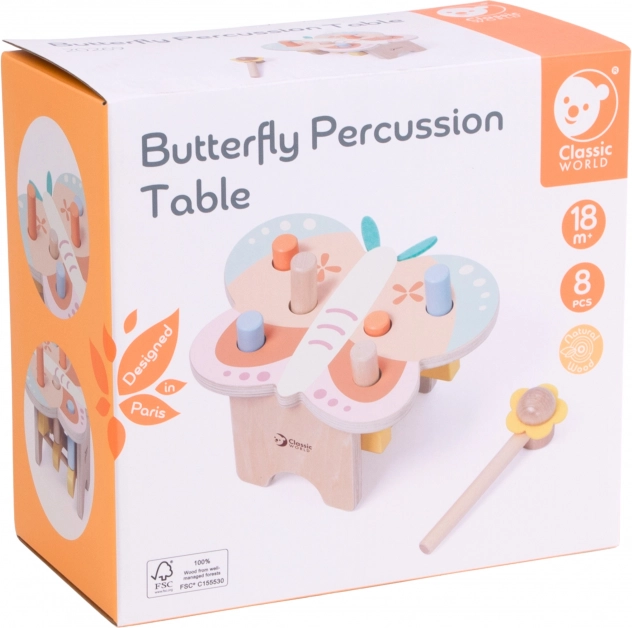 Holztisch mit Buntstiften CLASSIC WORLD Montessori Schmetterling