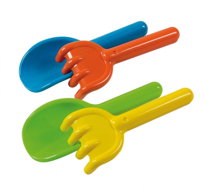 Androni Sandspielzeug Set - Schaufel und Harke, 18 cm, verschiedene Farben