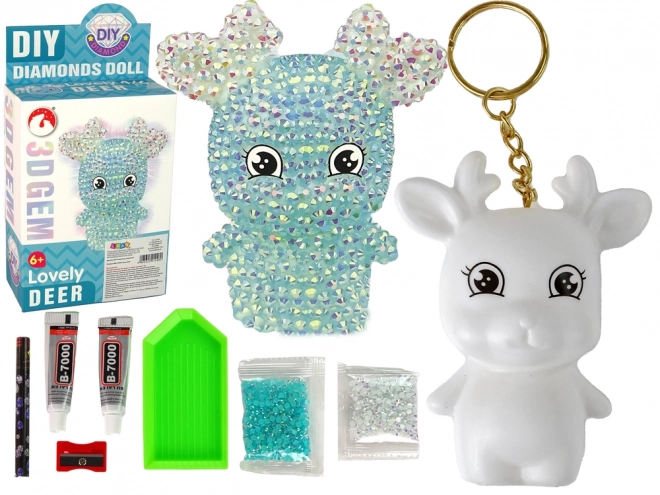 Kreativset DIY Kristall Rentier Anhänger 3D Blau