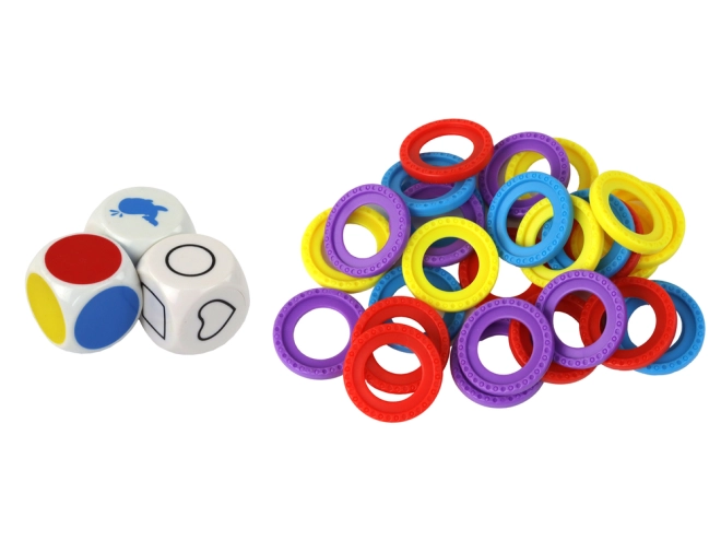 Farbige Ringe und 3 Würfel für endlosen Spaß