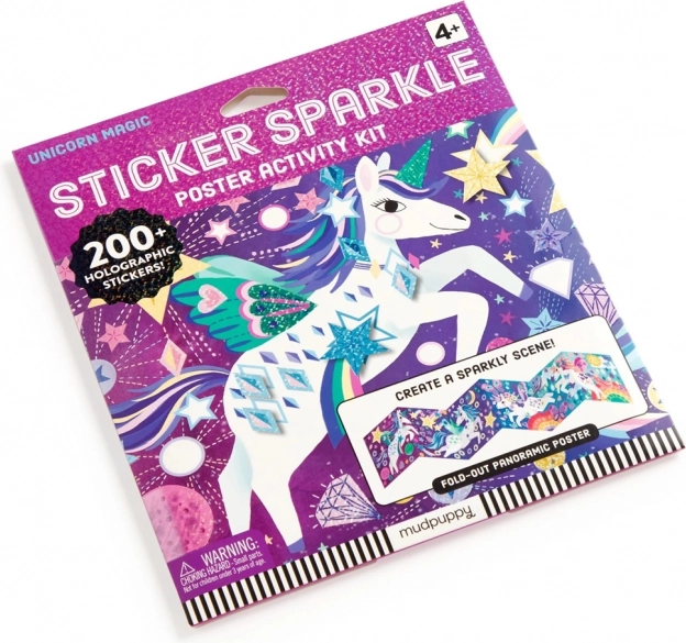 Set aus glitzernden Aufklebern mit magischen Einhörnern