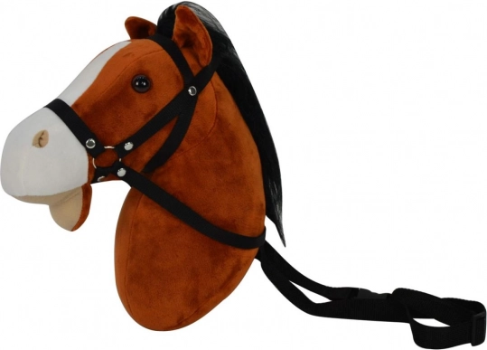 Plüsch-Pferdekopf mit Sound 30 cm – dunkelbraun