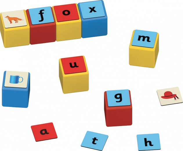 Buchstaben und Bilder für schnelles Wortbilden
