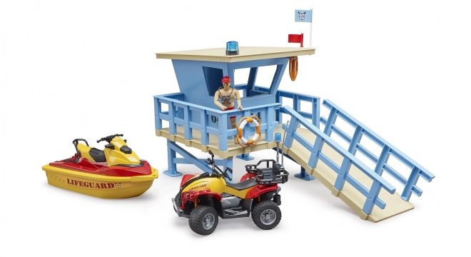 Rettungsturm mit Quad, Jetski und Figur