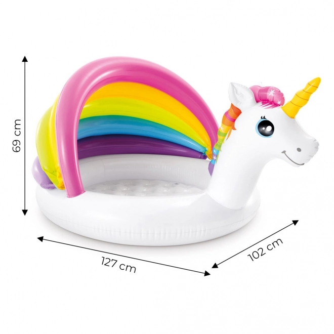 Aufblasbarer Regenbogen-Einhorn-Pool mit Dach