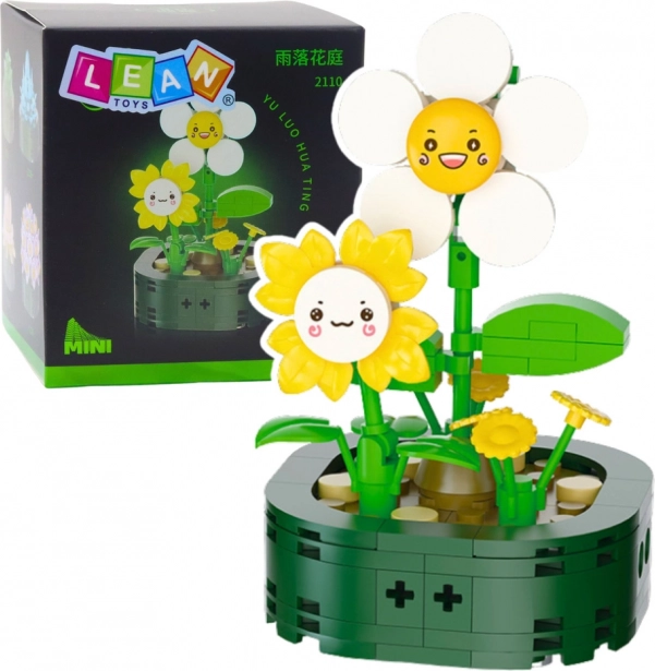 Mini Bauklötze Blumen mit Gesichtern Weiß Gelb 142 Stk