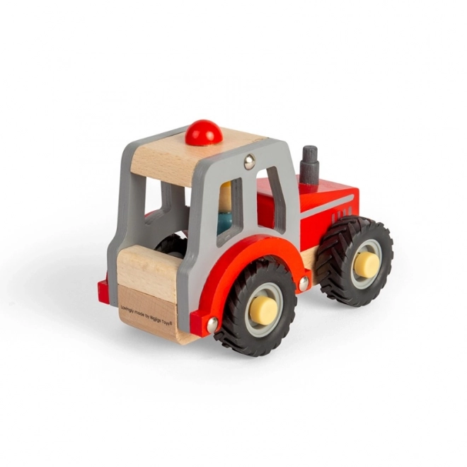 Großer roter kindgerechter Holztraktor