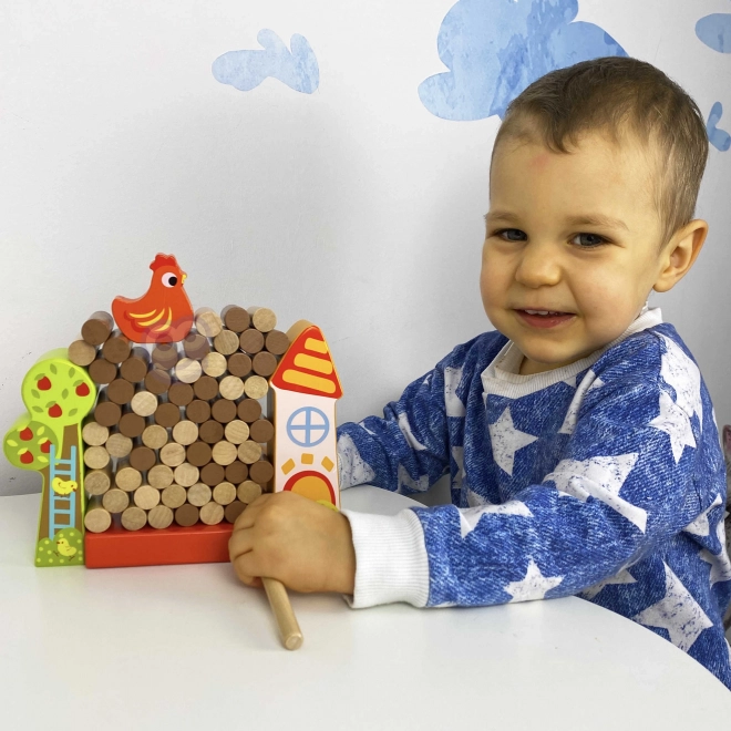 Tooky Toy Holzspiel Fallende Henne Bauernhof