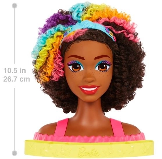 Barbie Styling Kopf Neon Regenbogen Locken