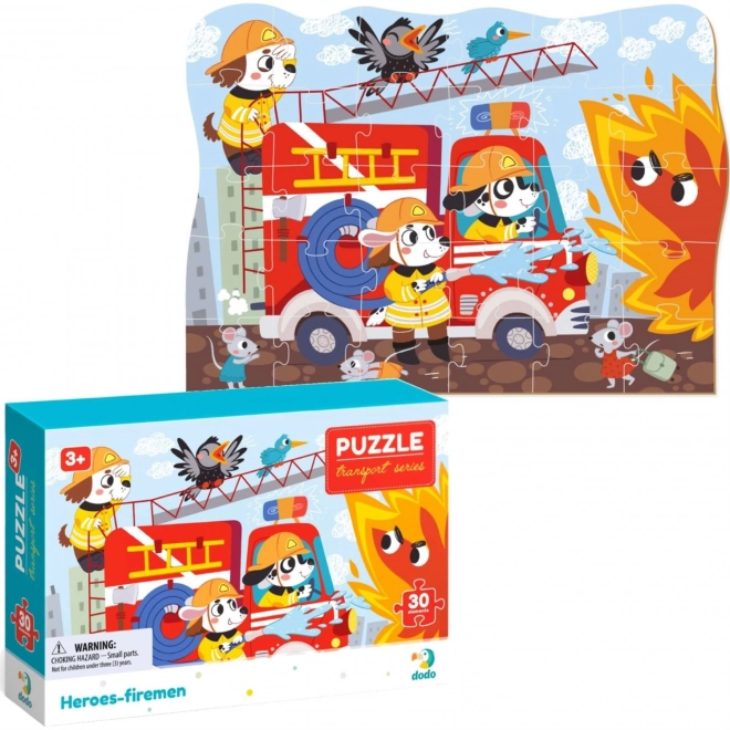 DODO Puzzle Transport: Mutige Feuerwehrleute 30 Teile