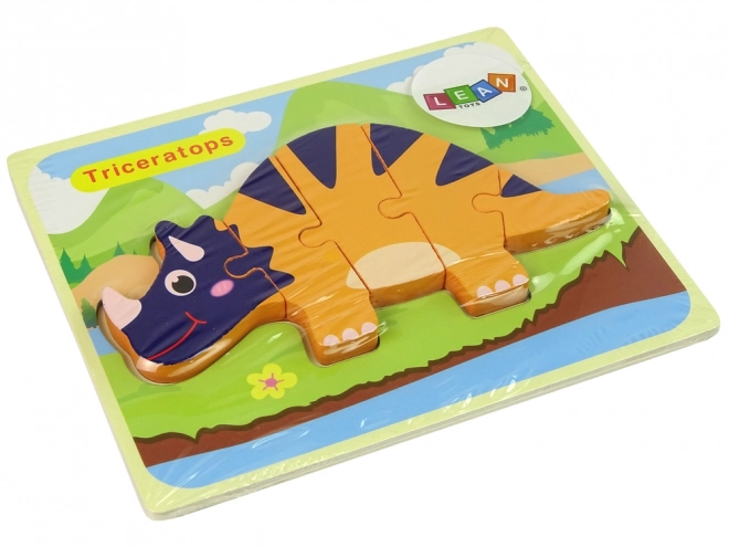 Holzpuzzle Dinosaurier Triceratops Ankylosaurus Orange