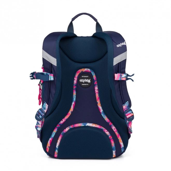 Schüler-Rucksack und Etui OXY Sport Flowers Blau