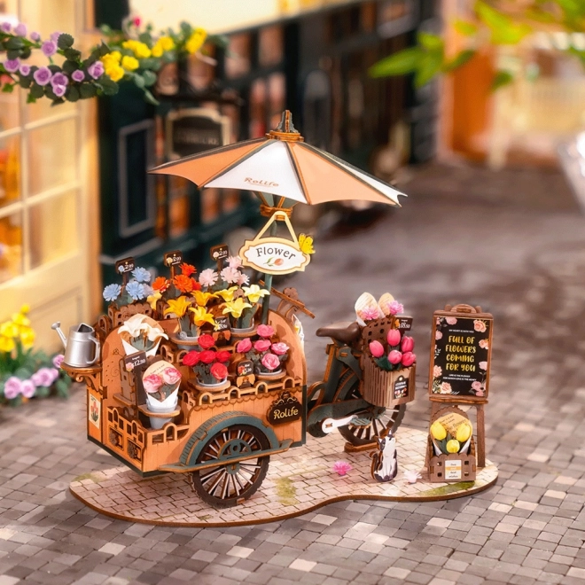 3D Holzpuzzle Blumenwagen