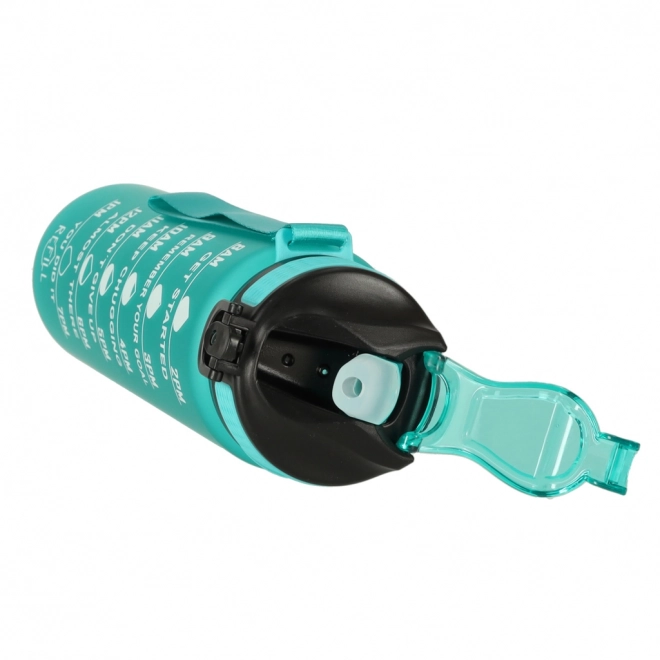 Rosa Wasserflasche mit Trinkhalm und Motivationsmarkierungen 1L – Grün