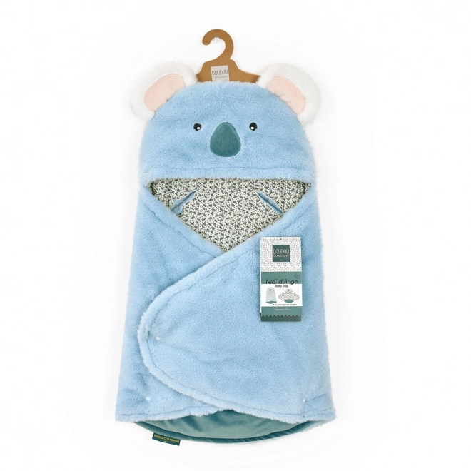 Blaue Babydecke mit Kapuze Yoca le Koala