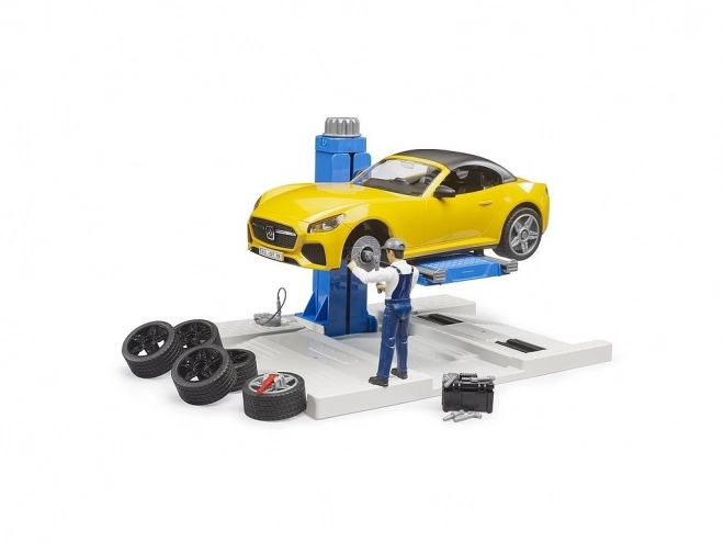 Bruder Autoservice mit Roadster und Mechaniker