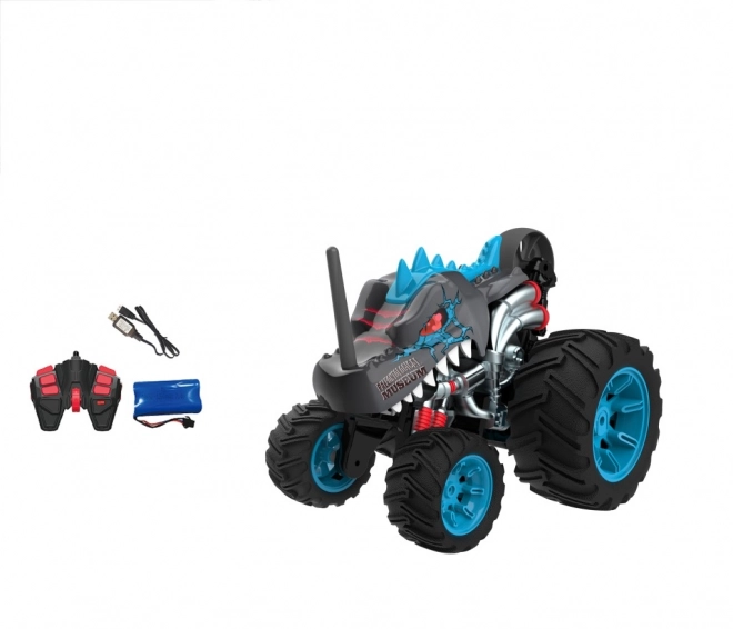 RC Stunt Auto schwarz mit fünf Rädern