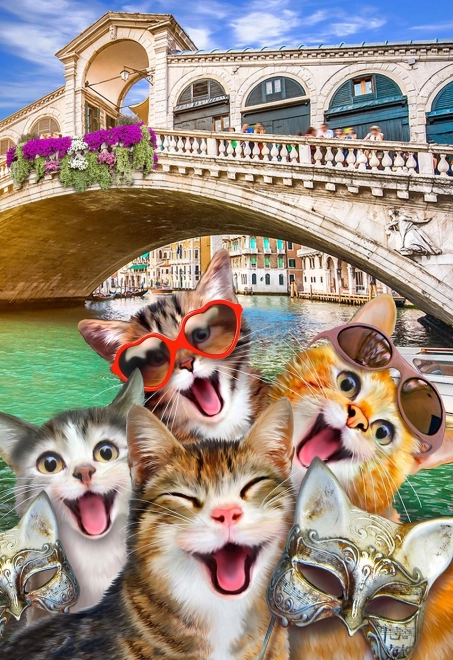 Doppelset Holzpuzzles Katzen in Venedig