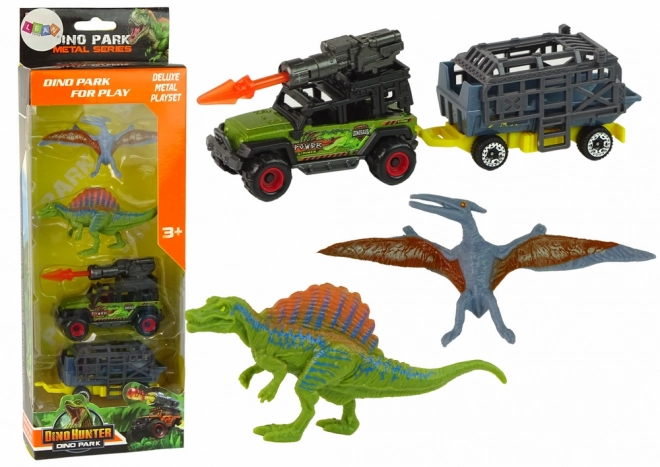 Dinosaurier-Spielset mit Autos und Raketenanhänger