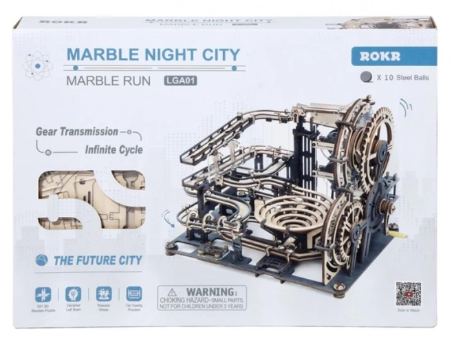 Robotime Rokr 3D Holzpuzzle Kugelbahn: Nachtstadt