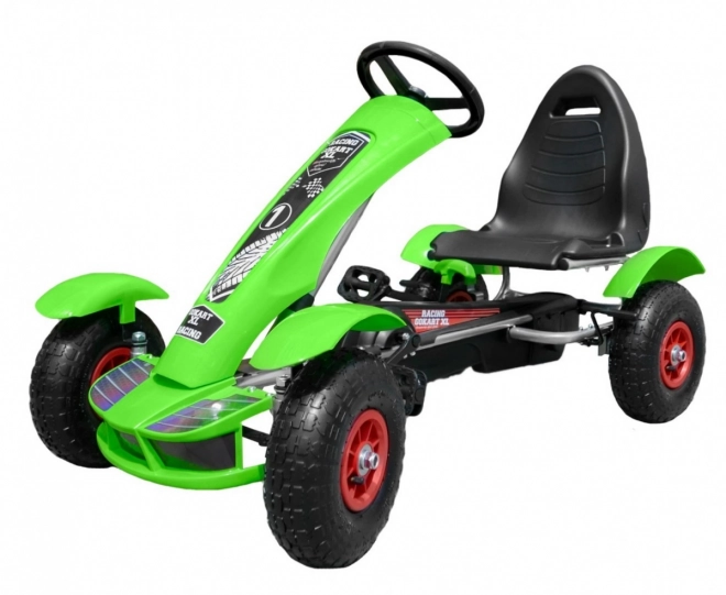 Rennpedal-Gokart XL für Kinder 3+ Grün + Aufblasbare Räder + Verstellbarer Sitz + Leerlauf