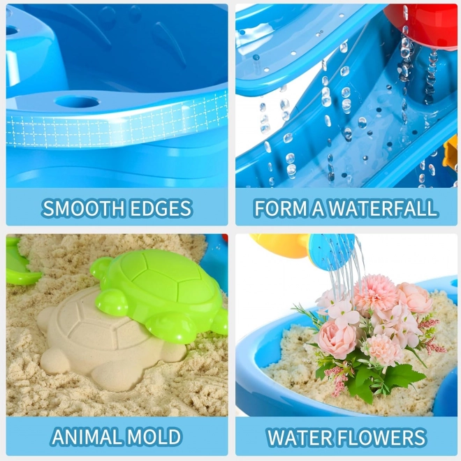 Woopie Kinderspiel-Wassertisch XL für Wasser- und Sandspiel mit 37 Teilen