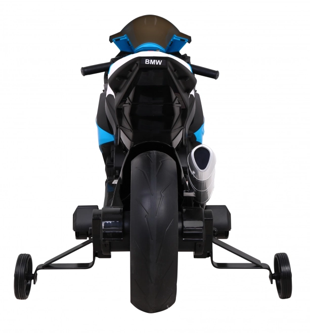 Kinder-Elektromotorrad BMW HP4 Blau + Stützräder + sanfter Start + EVA + MP3 LED