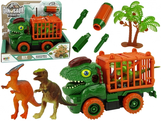 Dino-Truck zum Zusammenbauen Grün mit Zubehör