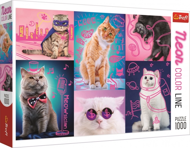 Trefl Neon Color Line Puzzle Super Cats 1000 Teile