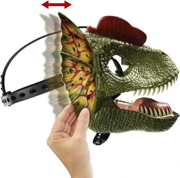 Dilophosaurus Maske Jurassic World mit Geräuschen und Wassereffekt