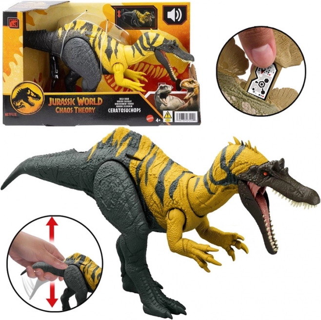 Dinosaursfigur Ceratosuchops Jurassic World mit wildem Brüllen und beweglichen Teilen