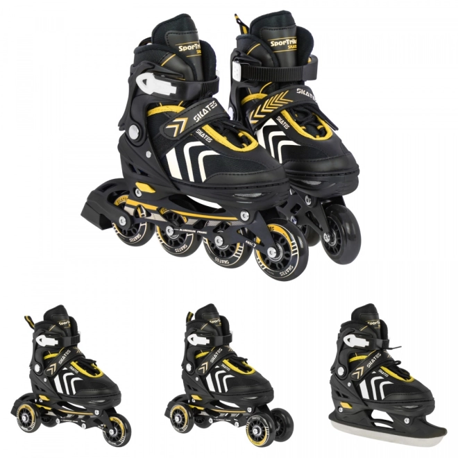 Multifunktionale Kinderskates 4-in-1 Blau Größe 39-43 – Gelb