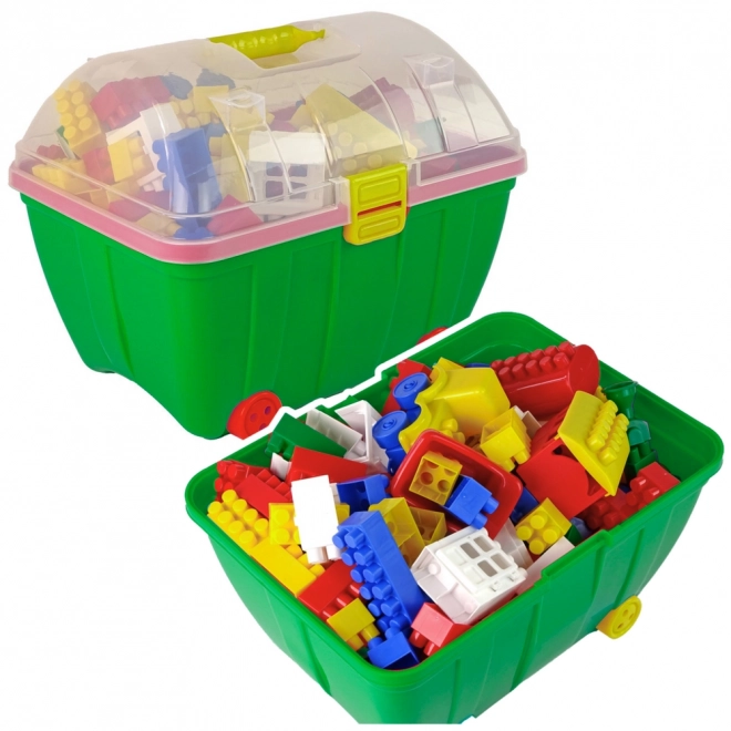Koffer mit bunten Bauklötzen für Kinder