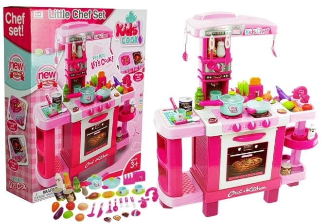 Große Kinderküche mit Toaster und Kaffeemaschine in Rosa