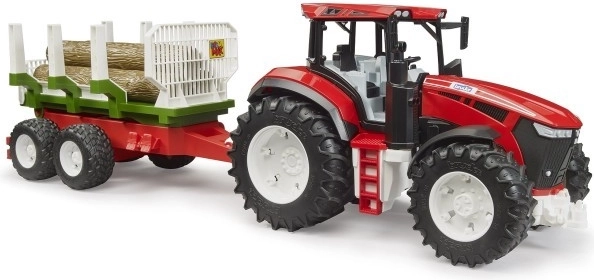 Traktor mit Holzanhänger und Stämmen ROADMAX